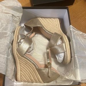 J. Crew White Gold crosss strap wedge espadrilles - New in box
